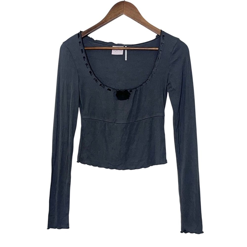 Urban Outfitters Out From Under Sweet Dreams Top - Charcoal Gray Bow Coquette M